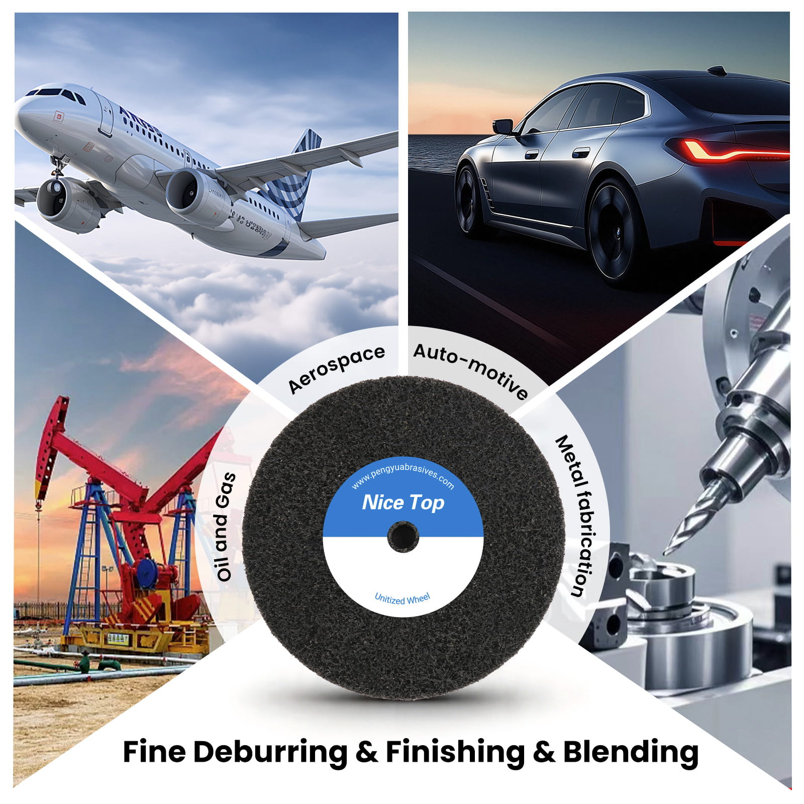 Deburring Finishing Unitized Wheel apply oil gas aerospace automotive fabrication