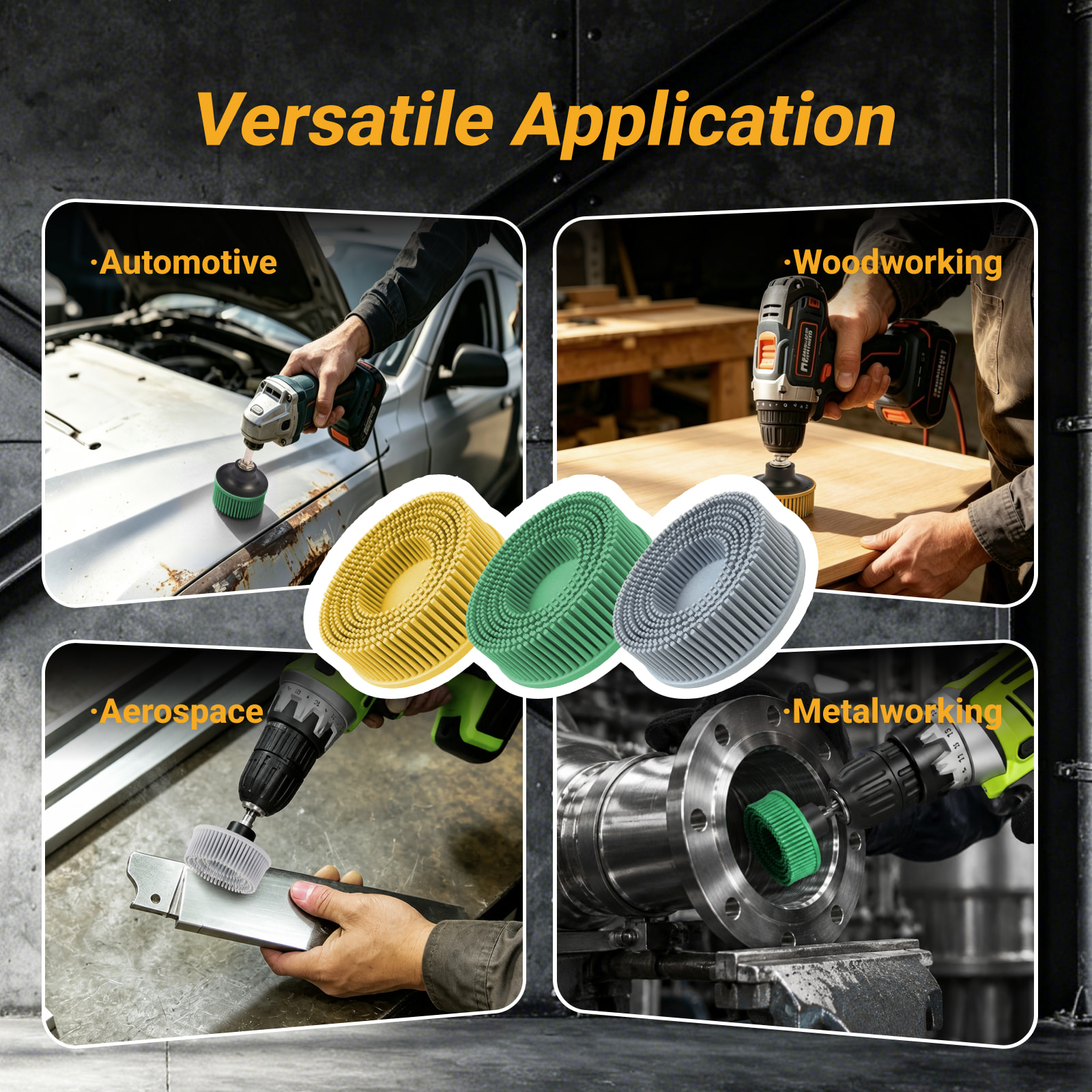Bristle Disc Use for Cleaning General Maintenance and Repair in Any Maintenance Facility